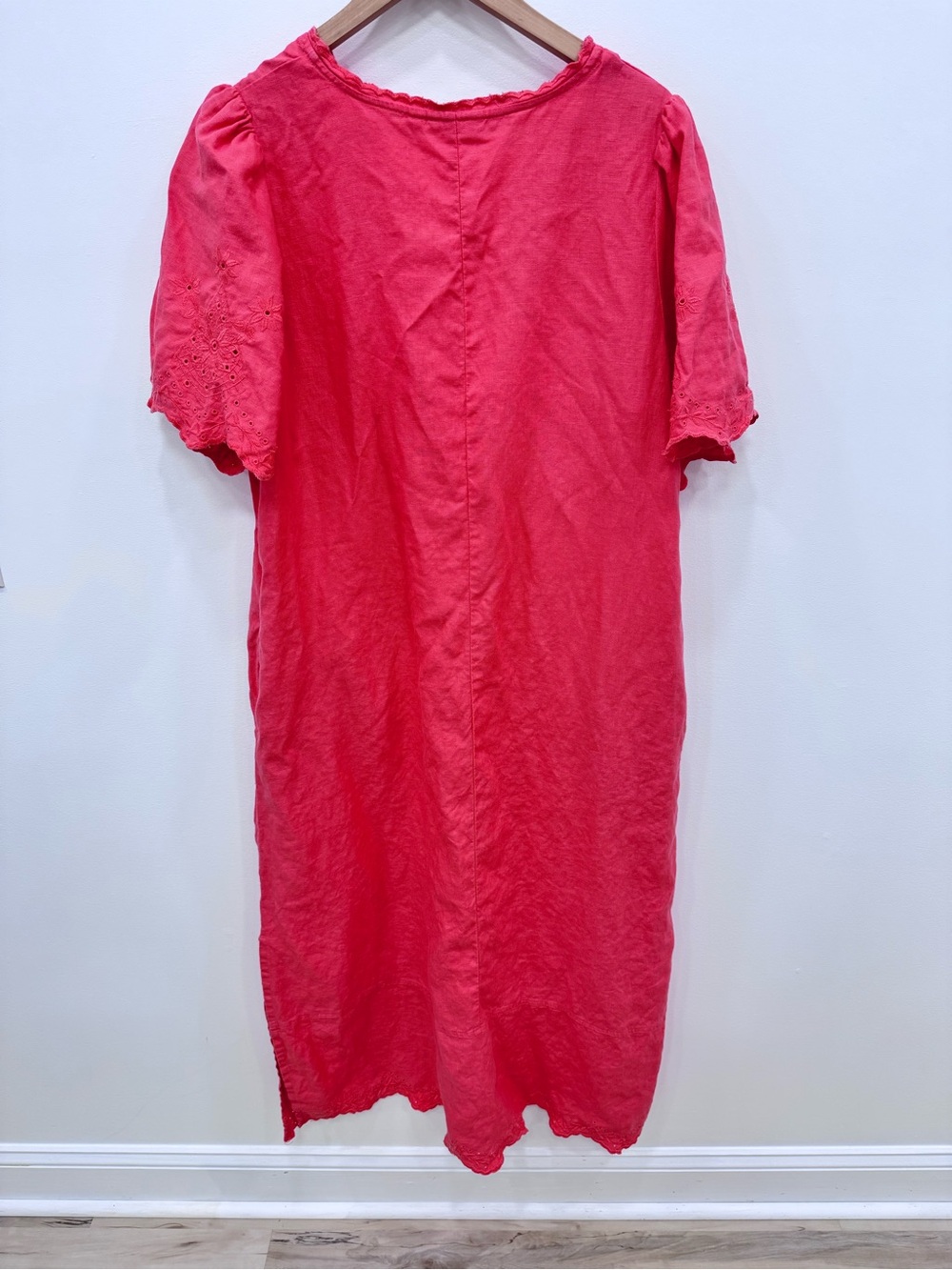 Chico's Womens Linen V-Neck Maxi Dress Embroidered Size XL Boho Vacation Resort - Picture 7 of 7